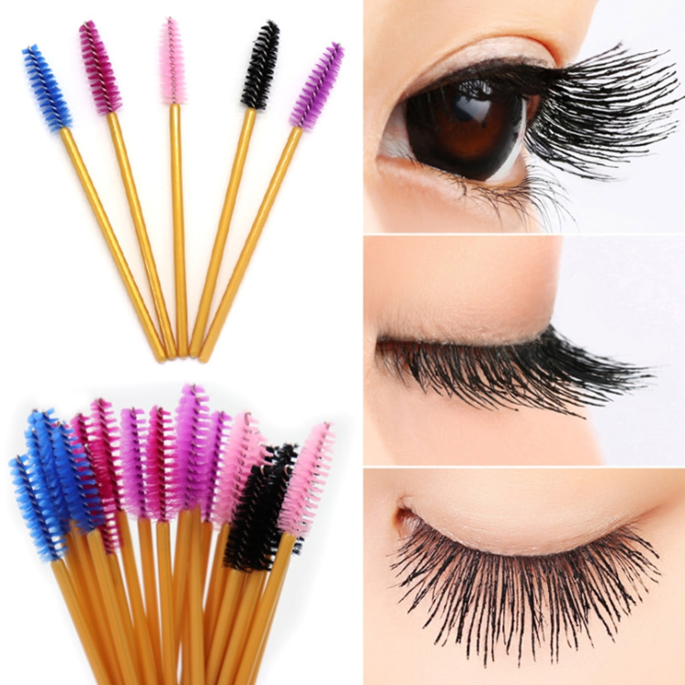 Eco Disposable Spoolie Golden Handle Eyelash Mascara Brushes Black Pink and Gold Lash Extension Mascara Wands