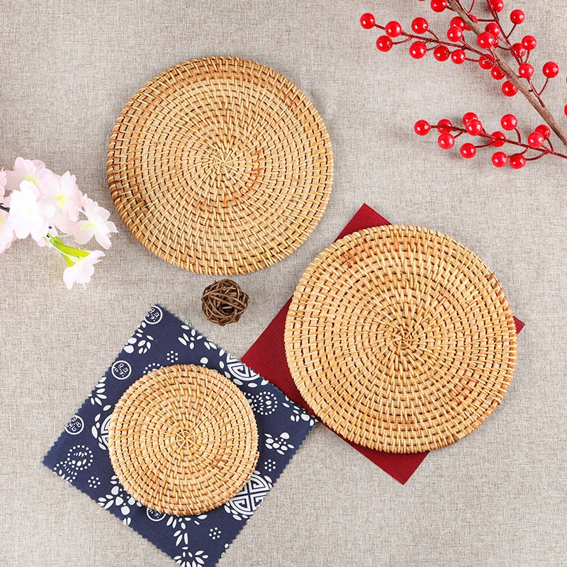 Handmade Rattan Woven Heat-Insulating Table Rattan Decor Placemats