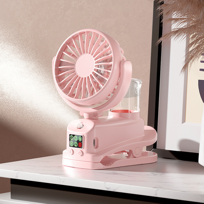 Clip-on Spray Charging Small Fan, Multi-Functional Fan Outside Student Dormitory, Clip-on Spray Fan