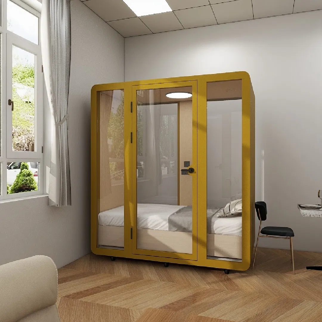 a Meeting Pod and Karaoke Booth Near The Sound Booth Are Inside The Spacious Log Cabin