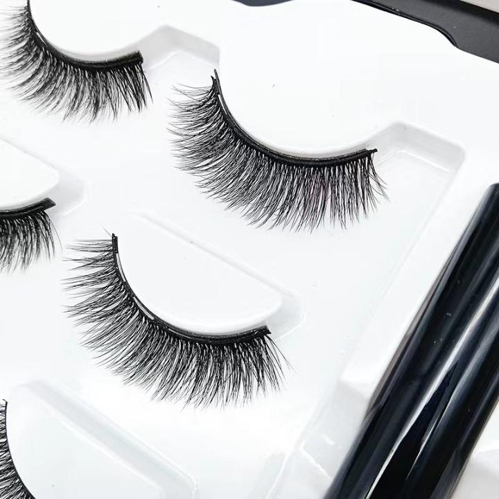 Three Pairs of Magnetic Liquid Eyeliner False Eyelashes Magnetic Suction False Eyelashes