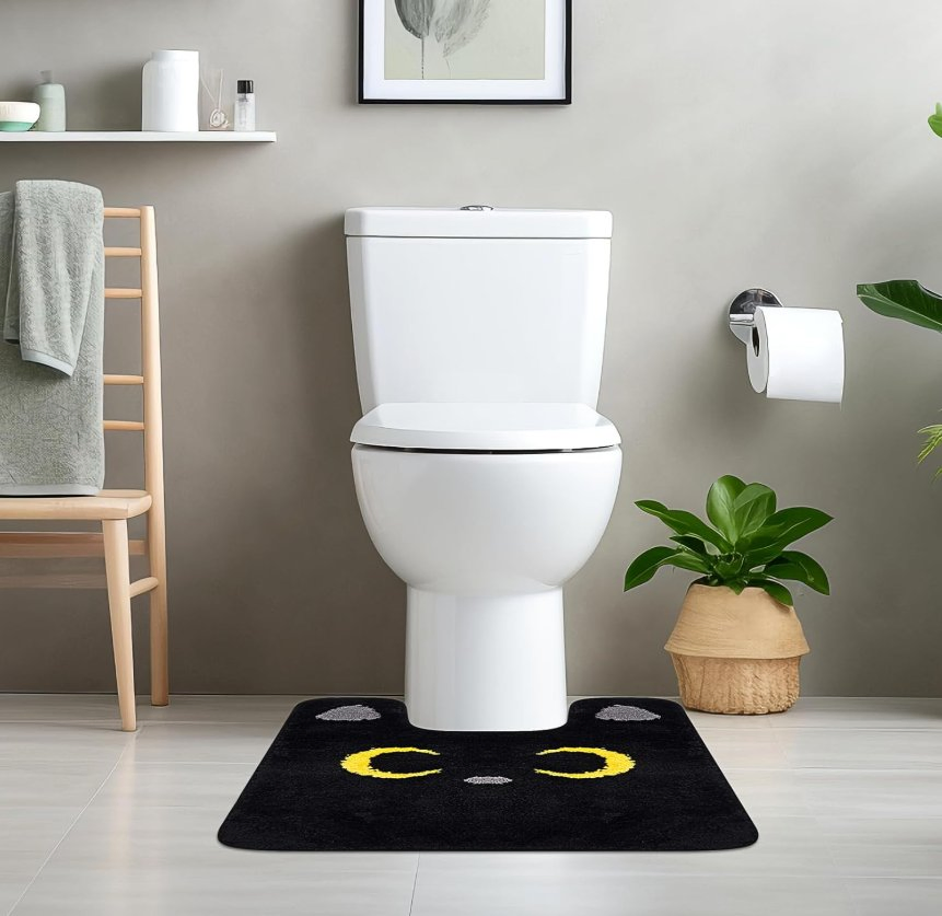 Non Slip Cute Cat Rugs U Shaped Washable Soft and Absorbent Toliet Bath Rug