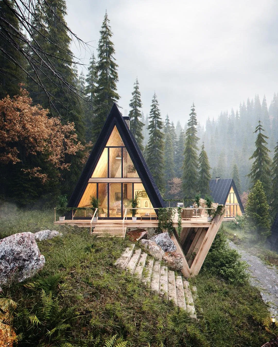 Steel Prefabricated a-Frame Tiny Home of Steel Structural Building with 2 Bedrooms