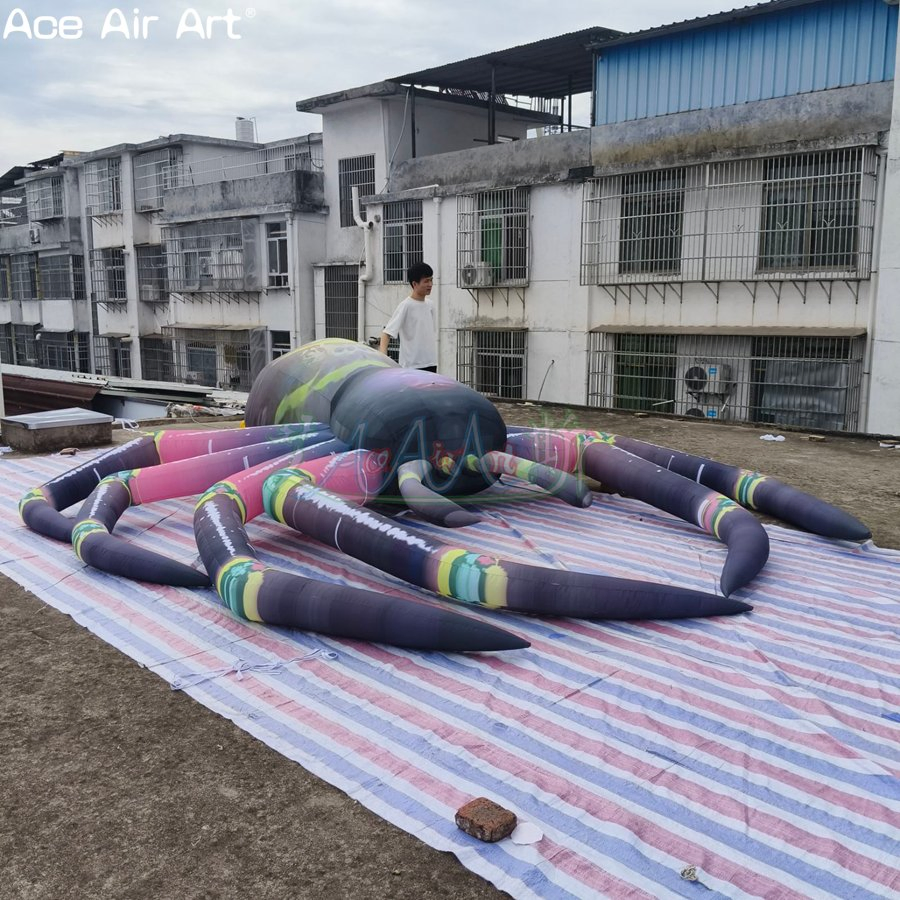 Giant Halloween Inflatable Spider Decoration with LED Light Terror Halloween Decoration