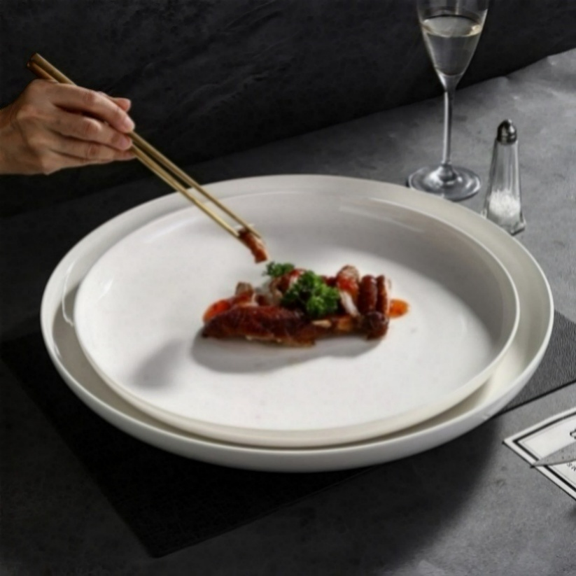 Набор керамической посуды с рельефным краем