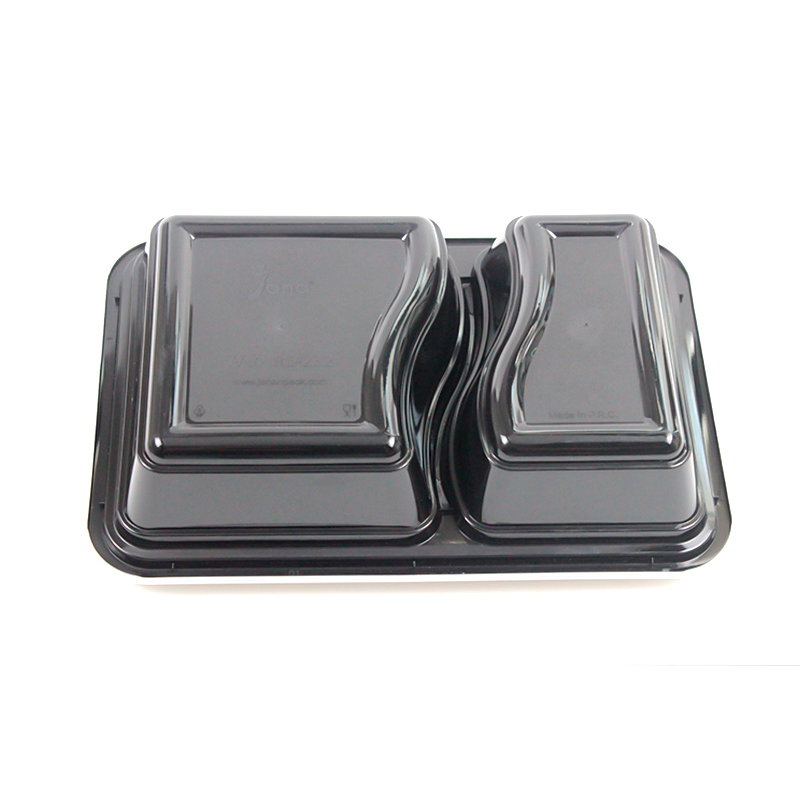 BPA Free Disposable Plastic 2 Compartments Food Container Microwave PP Box with Lid