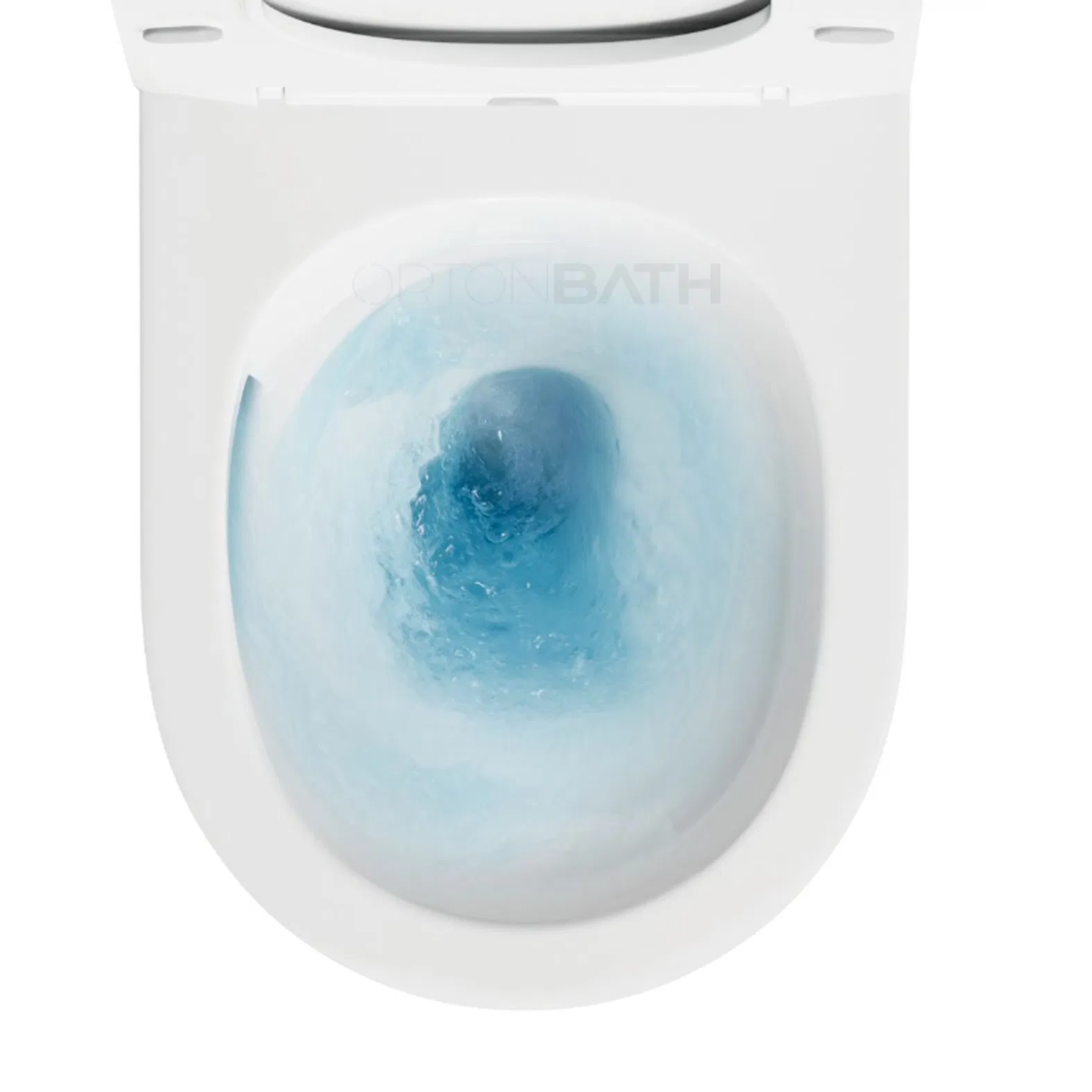 Ortonbath Hot Selling Large Size Slim Rimless Tornado Wall Hung Toilet Bathroom Ceramic Rimless Wall Mounted Toilet Sanitary Ware with Duraplus UF Seat Cover