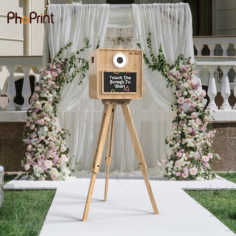 Portable Party Photo Booth Instant Print Vintage Wedding Wooden DSLR Photo Booth