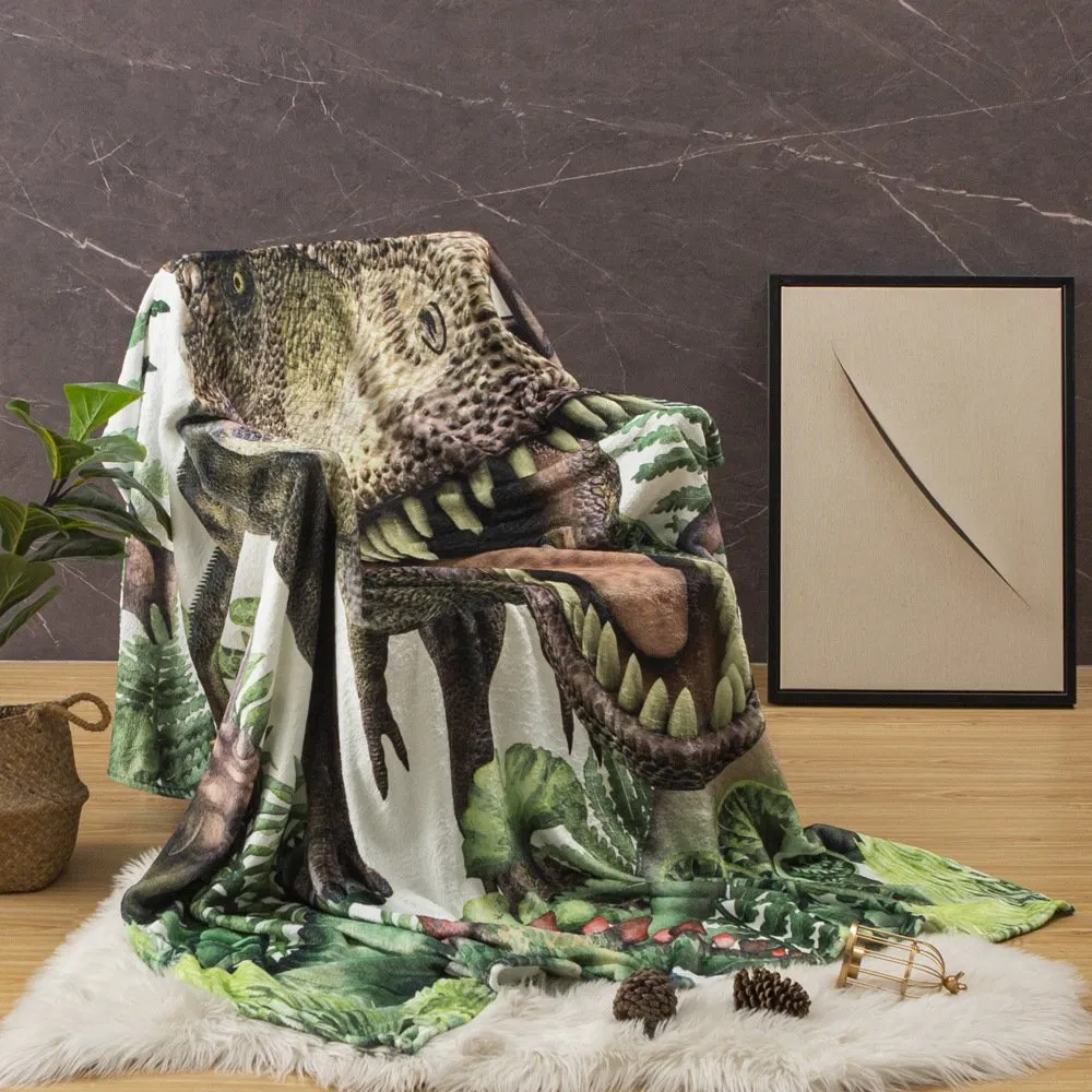 Custom Dinosaur 3D Digital Printed Flannel Blanket