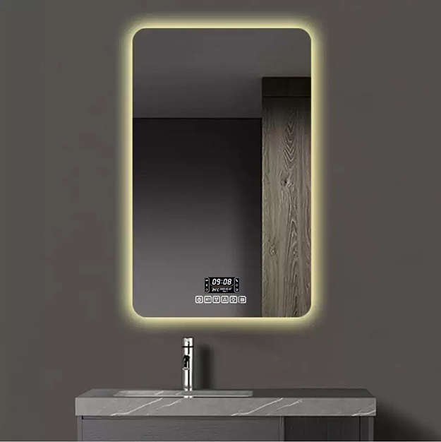 Square Smart Bathroom Mirror with LED Lighting - Touchscreen Anti-Fog Mirror, Wall-Mounted LED Mirror for Vanity, Motion Sensor Illuminated Mirror