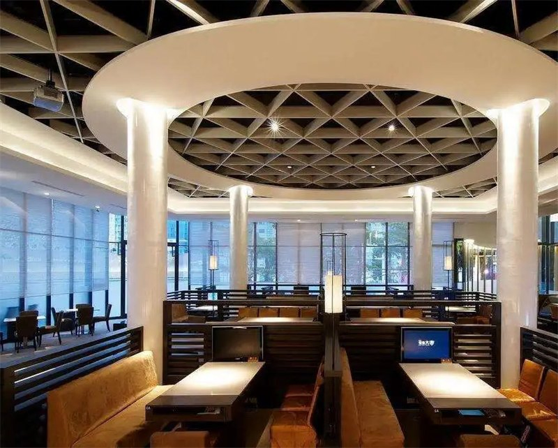 Competitive Price Aluminum Baffle Finish System Metal Decorative Suspended Wooden Grain Grid Ceiling