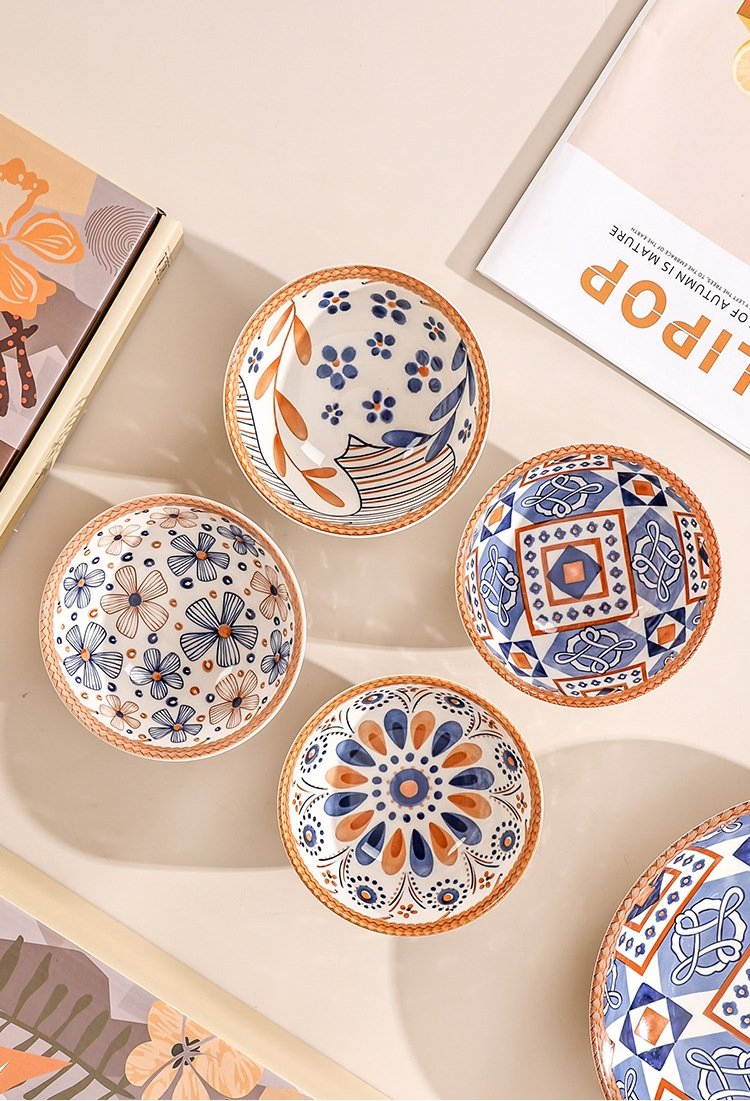 4.5" Bowl Pad Printing Decal with Colour Box 2/4/6 PCS Ceramic Porcelain Tableware