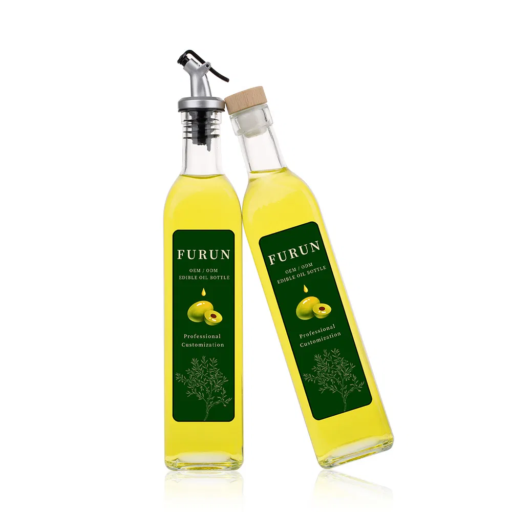 Wholesale Home Kitchen Cooking Oil Vinegar Bottle Clear Square 500ml Empty Olive Oil Bottle with Packaging