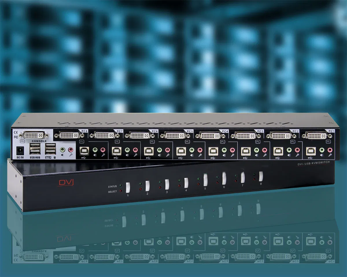 KVM-коммутатор DVI/VGA/USB/Audio на 8 портов