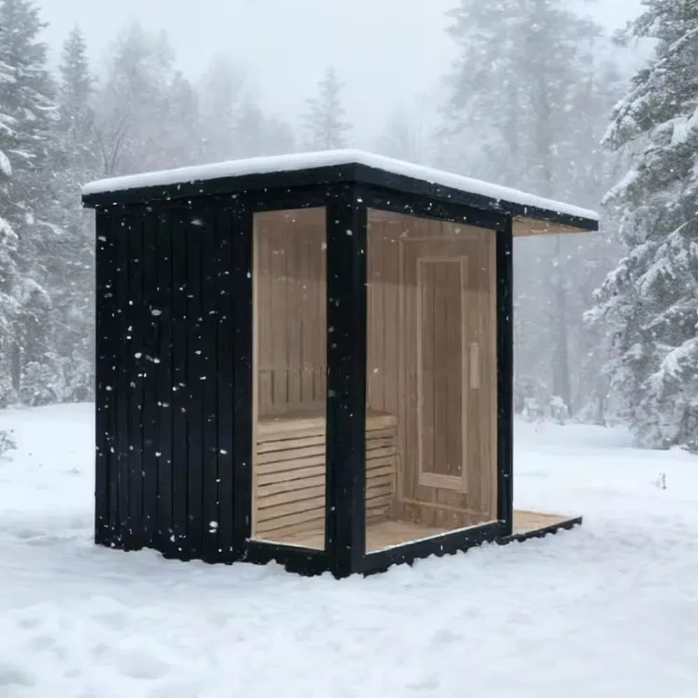 Парная сауна из массива дерева с панелью управления