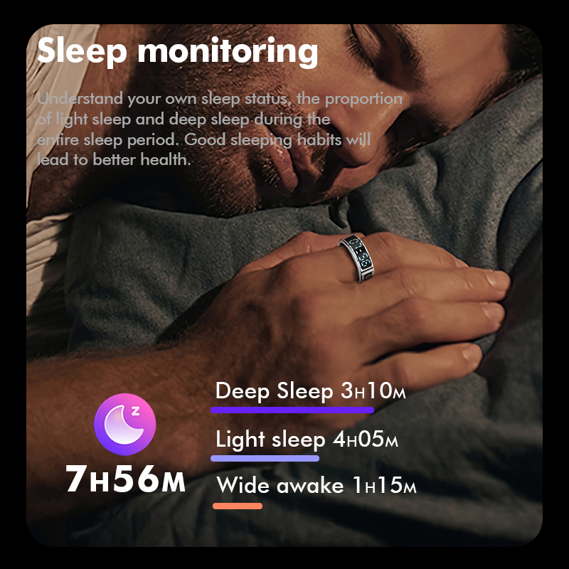 Smart Ring Sleep Fitness Tracker Portable Health Tracking with Charging Case