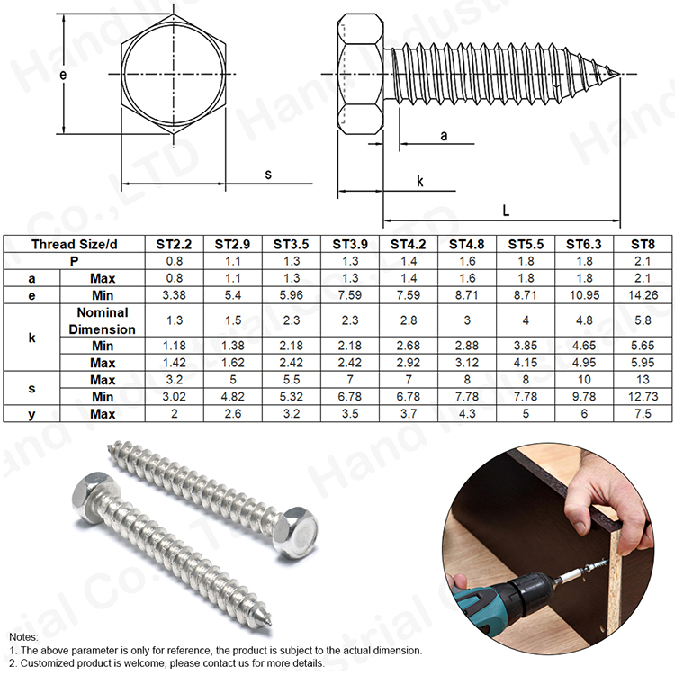 Hexagon Head Sheet Metal Self Tapping Screws