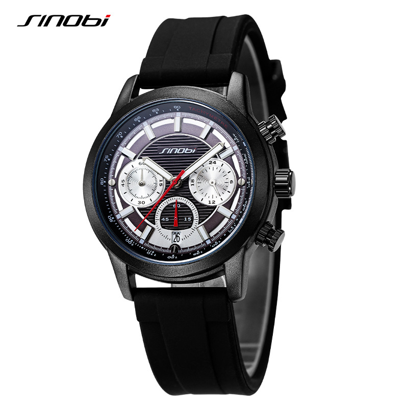 Sinobi S9865g Fashion Causal Men's Stainless Steel Strap Design-Forward Multi-Fucntional Quartz Watch