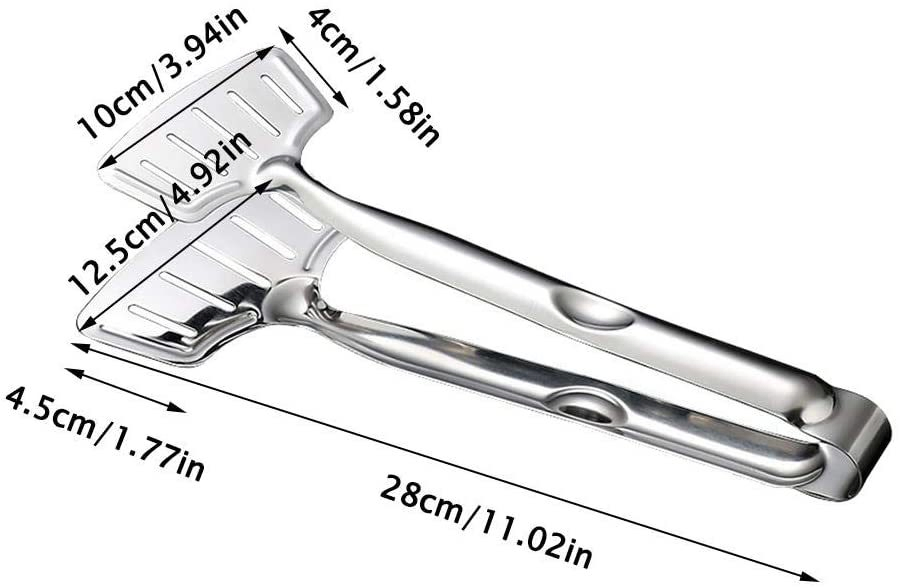 Pizza Clip Premium Stainless Steel Bread Clip Fish Frying Gripper, Multipurpose Turner Flipper Barbecue Tongs Turner Fried Steak Clamp Steak Clamps Bl12118