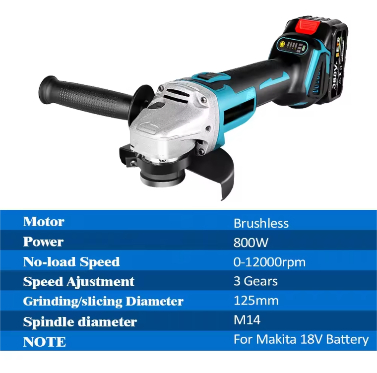1280W Cordless Angle Grinder for Battery Powered Polishing Tasks