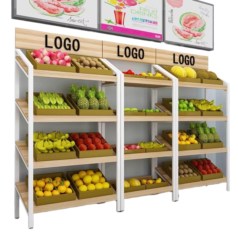 High Quality Steel and Wood Display Rack Supermarket Retail Store Display Rack