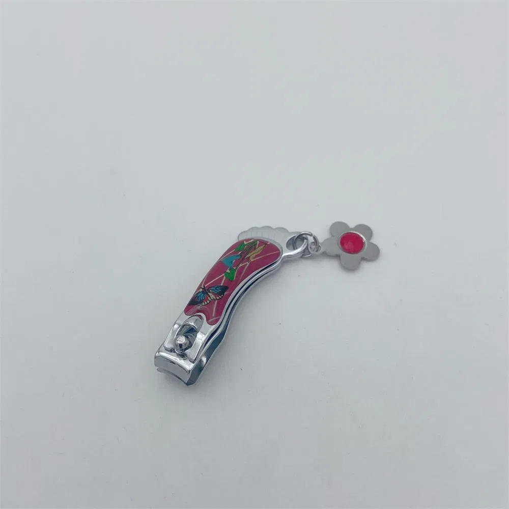 Latest Foot Shape Finger Toenail Clippers with Epoxy Sticker, Laser File and Flower Keychain