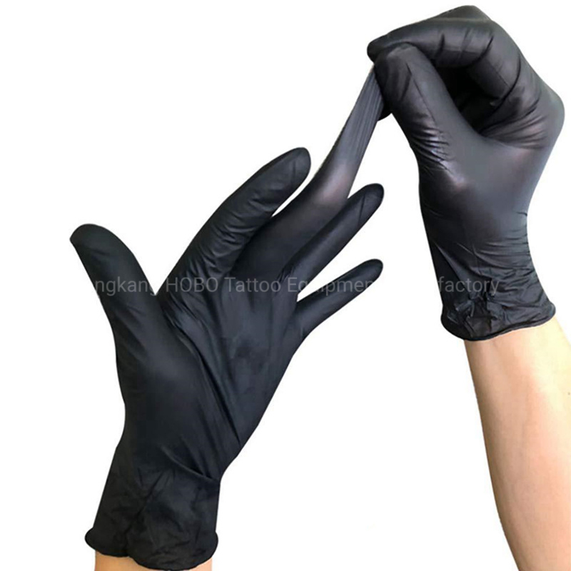 100PCS Disposable Waterproof Soft Work Safety Protective Black Nitrile Glove