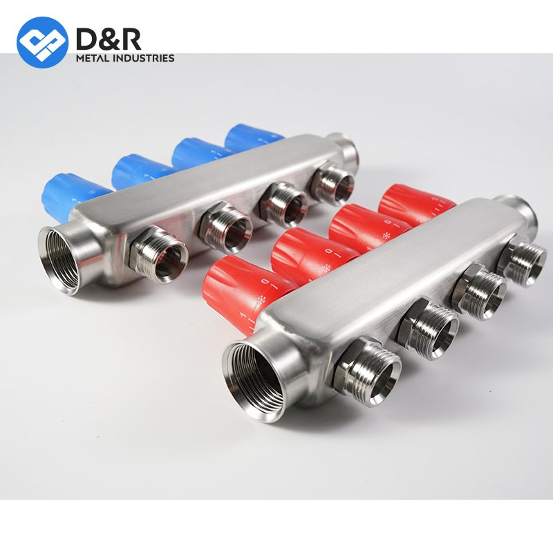 D&R Stainless Steel Underfloor Heating Manifold Kit Integrated Mixing Unit & Pump Group for Supply and Return Radiant Floor Systems