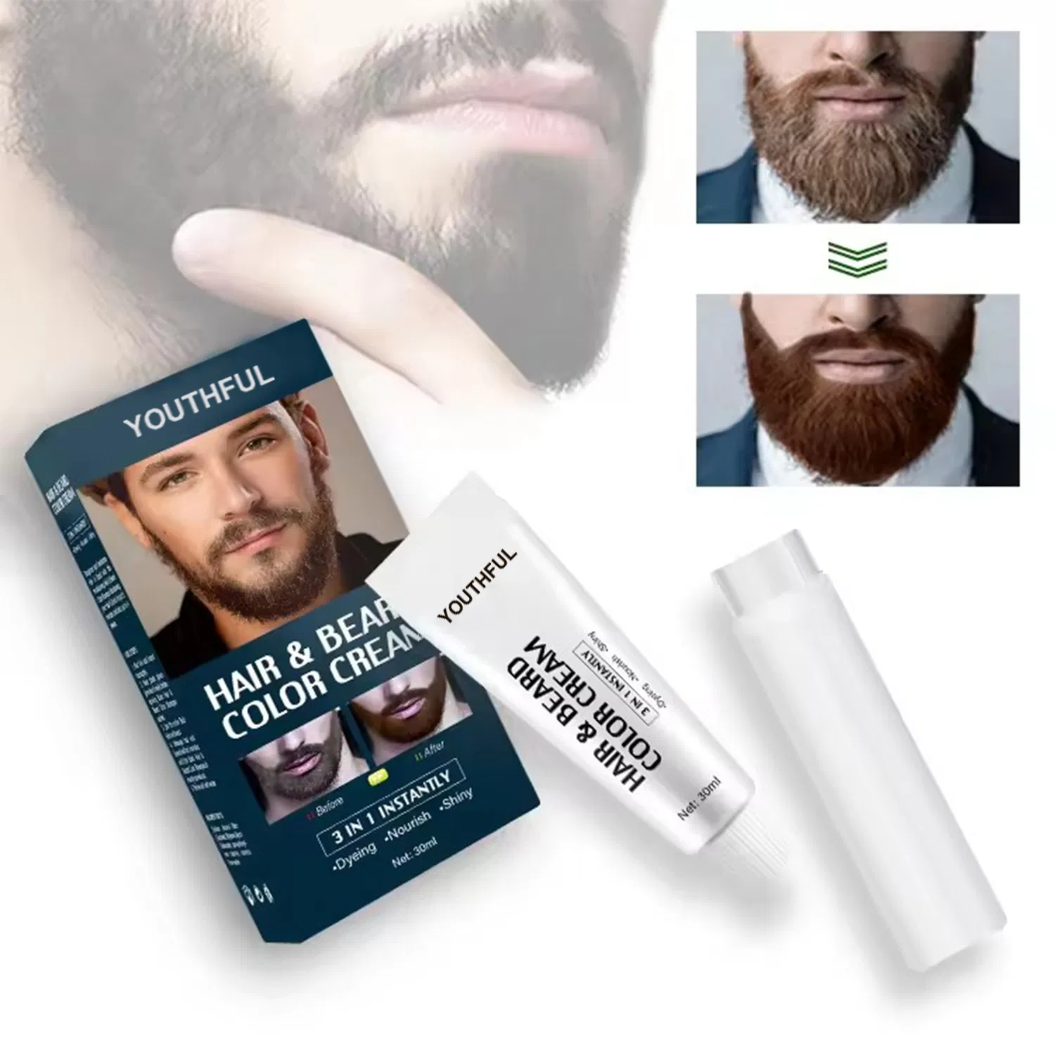 Permanent Organic Hair Magic Dye Beard Color for Men