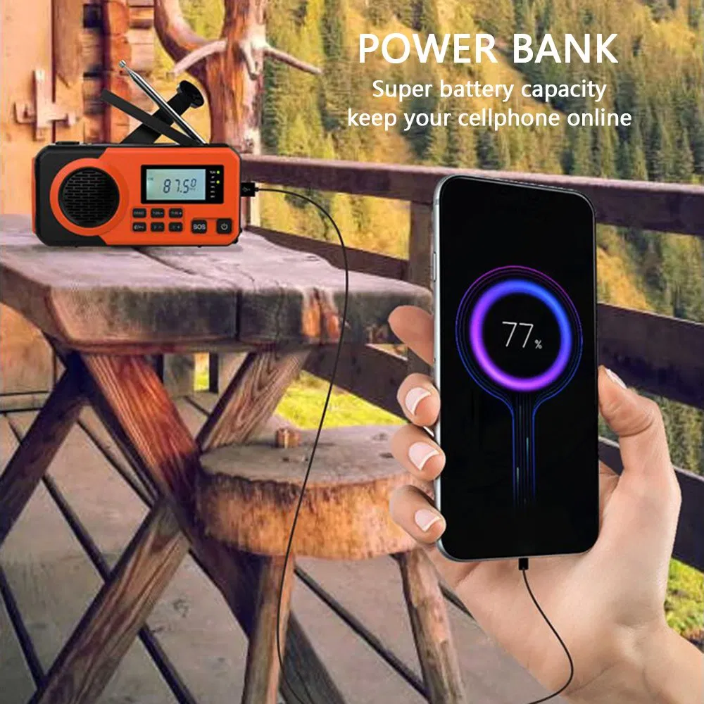 Портативное радио с солнечной зарядкой, фонариком и Power Bank