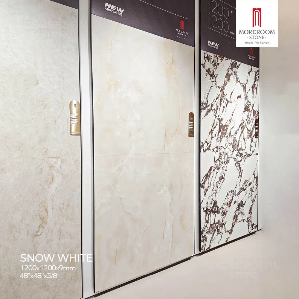 1200X1200mm Snow White Artificial Onyx Stone Slabs with Gold Veins for Luxury Interior Flooring