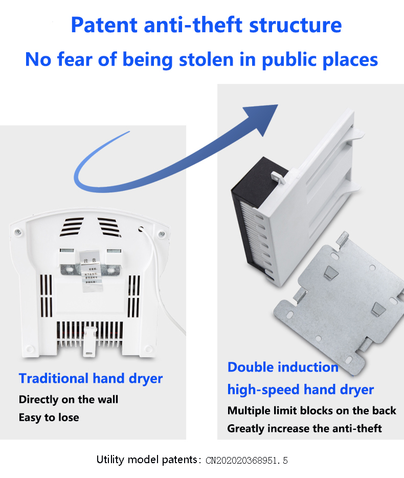 Hotel Bathroom Commercial Airblade High Speed Electric Sensor Automatic Hand Dryer