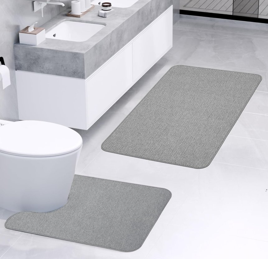 Quick Dry Non-Slip Bathroom Rugs Set 2 Piecesthin Bathroom Mats Toilet Rugs