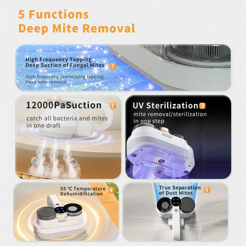 Portable UV Mattress Cleaner with Custom Logo and 12000PA Power