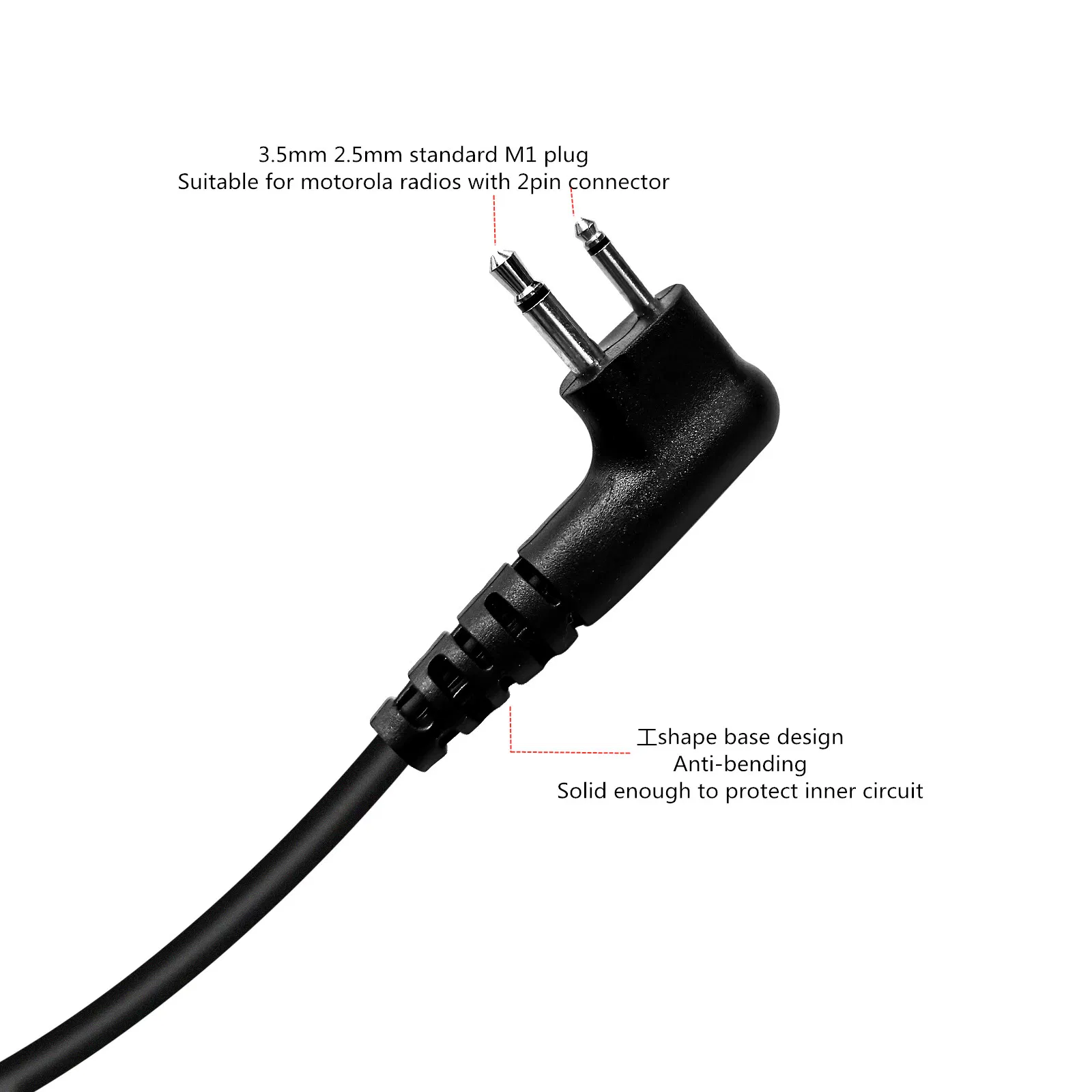 Two Ptt Earpiece, Acoustic Tube Earphone, Surveillance Kit for Motorola Two-Pin Walkie Talkies