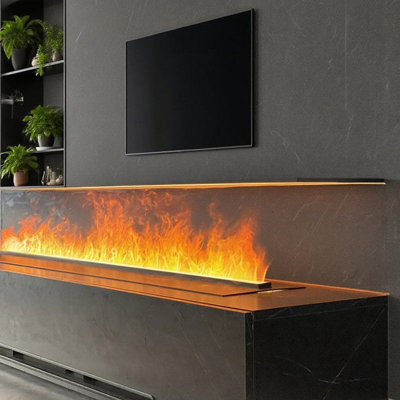Adjustable Customize 3D LED Flame Decor Water Vapor Steam Fireplace with APP