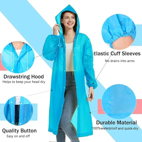 Blue Color Disposable PE Folding Pocket Raincoat
