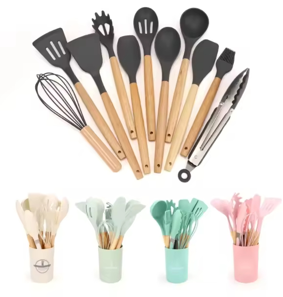 Silicone Cooking Utensils Set Heat Resistant Silicone Kitchen Utensils for Cooking 10 Pieces Kitchen Utensil Spatula Set