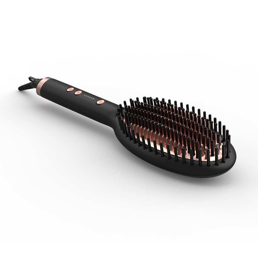 110-240V Electric PTC Heated LED Hair Straightening Comb Home Salon Hair Straightening Brush Curling Comb