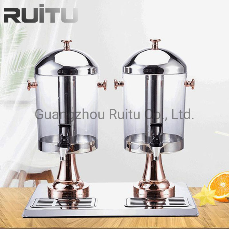 Service Traiteur Buffet Presentoire Cater 2 Compartment Ice Cooler Cold Chilled Liquor Refrigerated Drink Beverage Dispensers with Tap Rose Gold Juice Dispenser