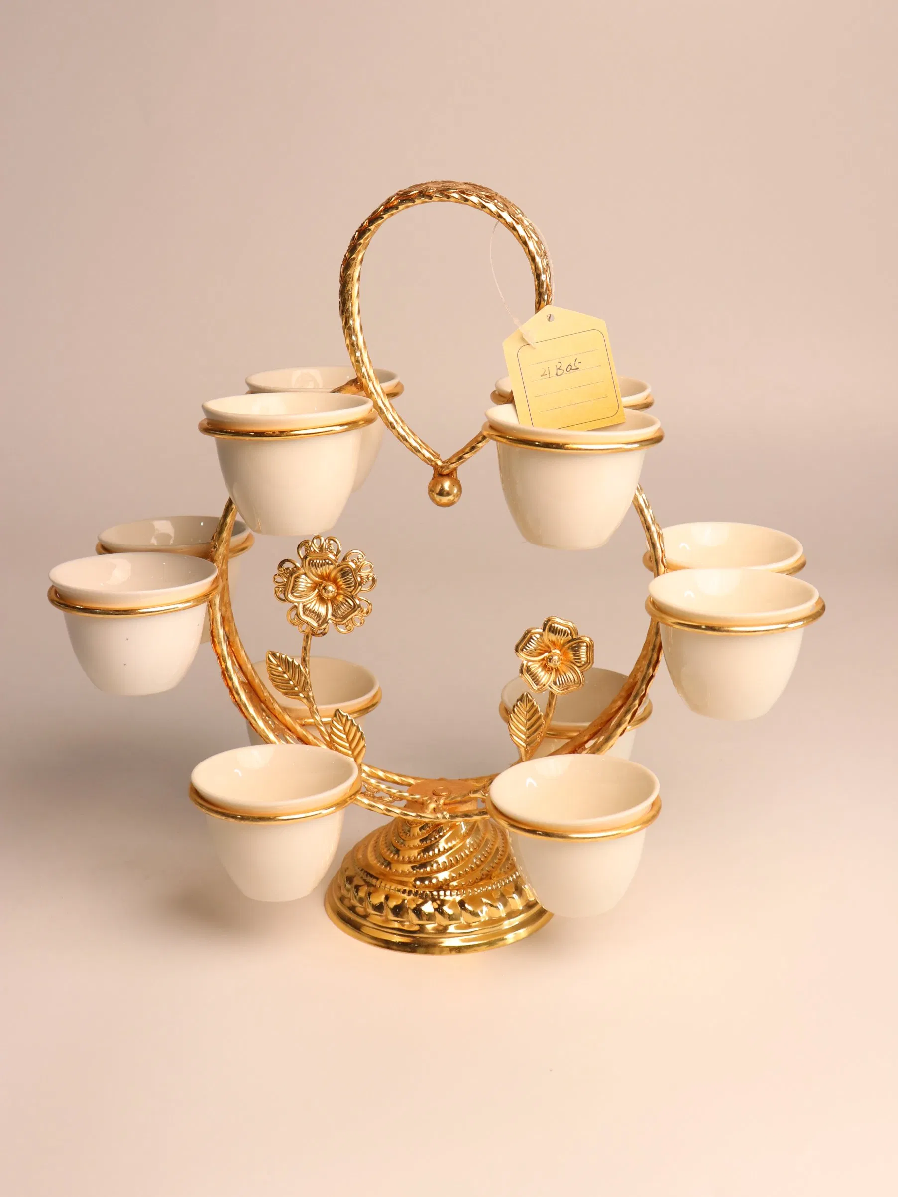 New Ceramic Cup Set with 12 Gold-Plated Iron