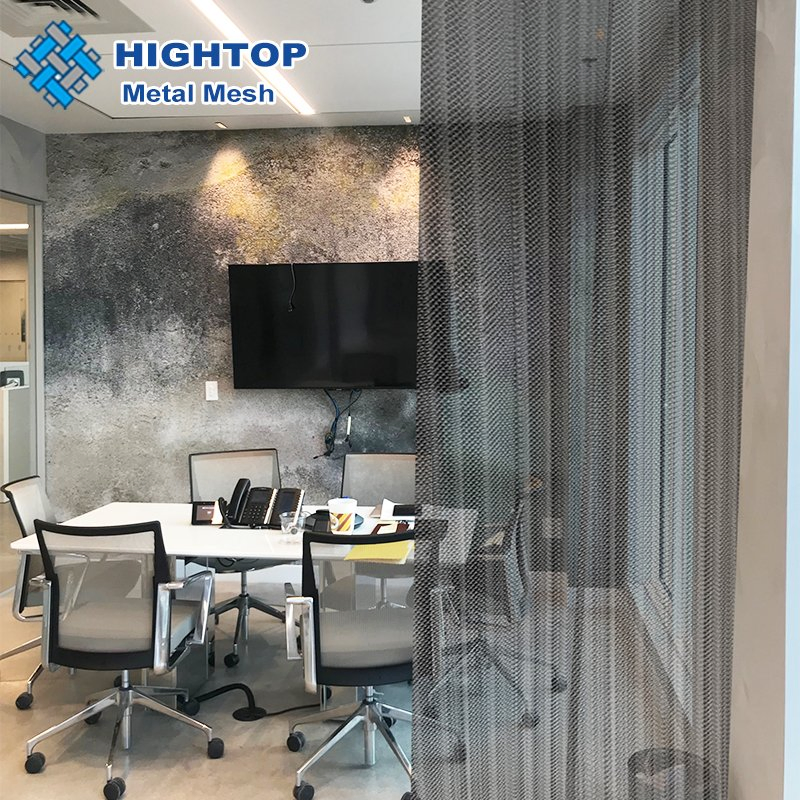 Gun Black Color Metal Mesh Fabric Drapery Curtain for Lobby