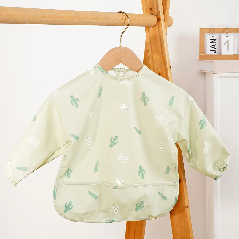 Natucare BSCI Plain Color Polyester PU Baby Bib Portable Private Label Bib for Babies