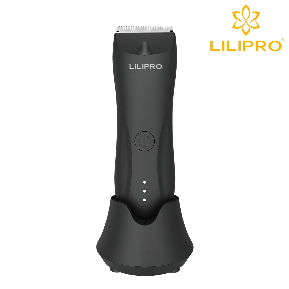 Lilipro B9 Waterproof Pubic Groin Hair Trimmer for Men Grooming Kit LCD Display Charging Base