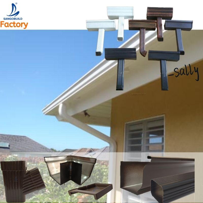 Not Distort Aluminum Pipe Friendly Budget Pipe Fitting Zambia Downspout Rain Gutter for Rain Water Collection