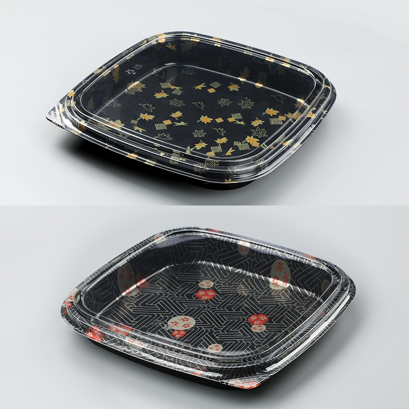 Recyclable Square Plastic Sushi Tray Food Packaging Box Take Away Food Container