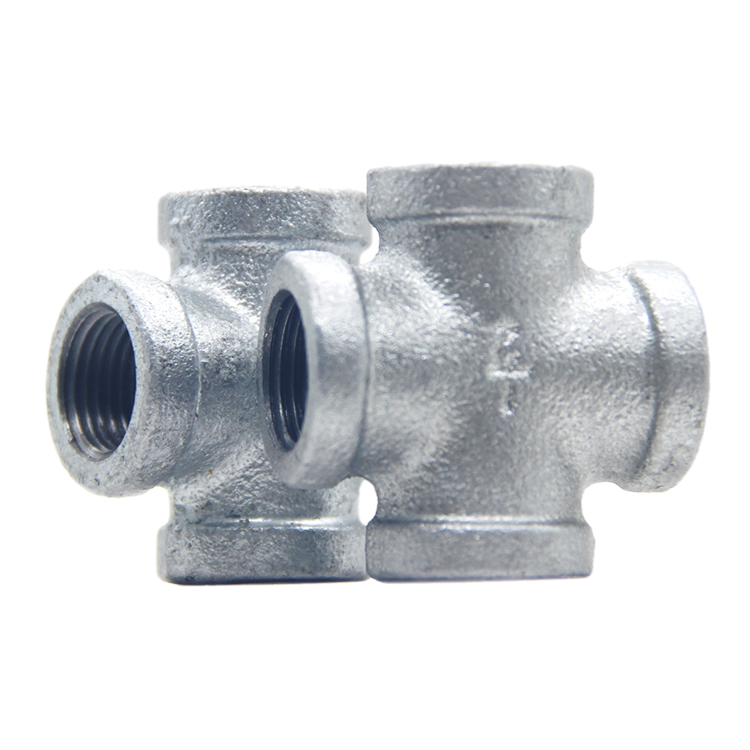 Galvanized Crosses Equal Female 90 Degree Gi Malleable Iron Pipe Fittings in Beaded or Banded Use for Water Gas Oil Supply