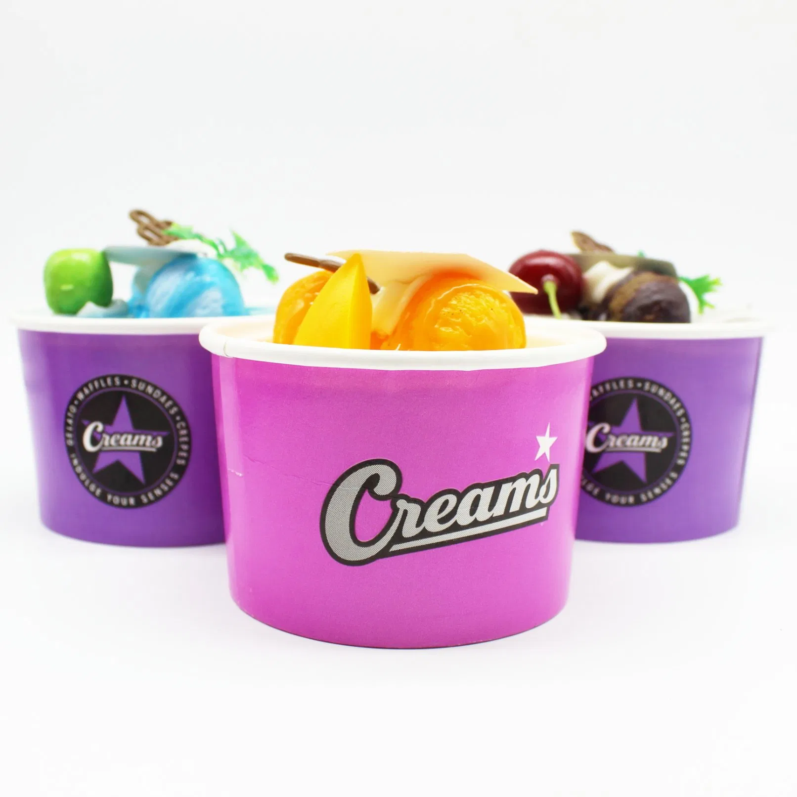 12oz Fresh Green DOT Style Paper Ice Cream Cups/Tubs/Container/Bowls Paper Yogurt Cups