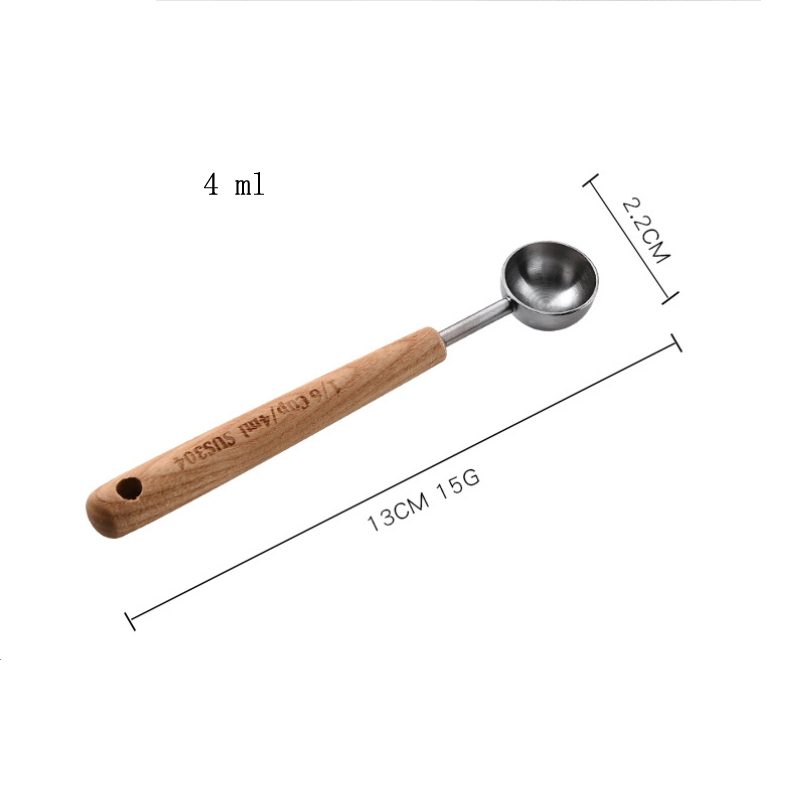 Wooden Handle Stainelss Steel Measuring Spoon