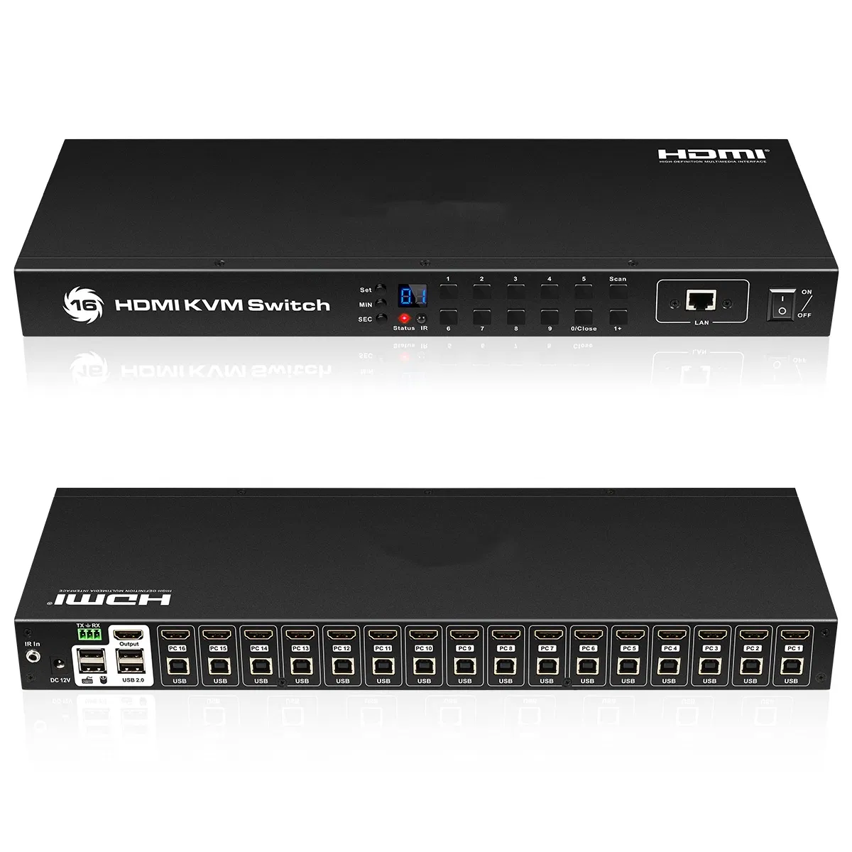 Матричный KVM-коммутатор 1U 2x16 портов с двойным доступом